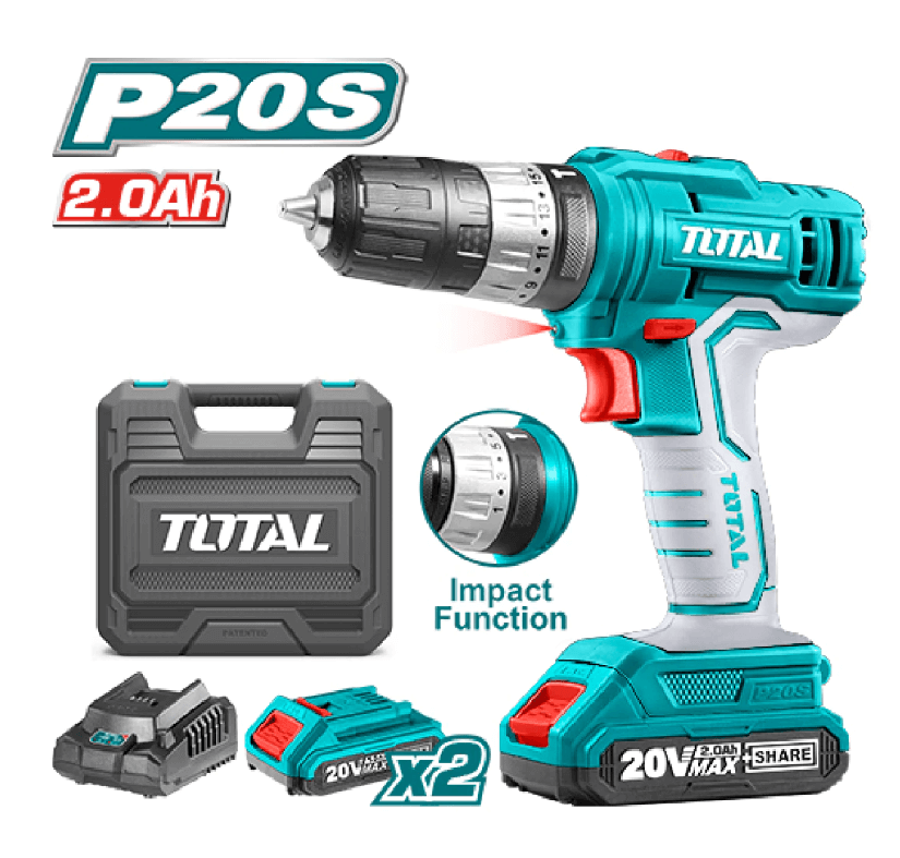 TALADRO INALAMBRICO 20V 10MM TOTAL TDLI20024